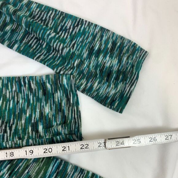 Anthropologie STACIA Open Cardigan Hooded Space Dye S Teal Green Bamboo - Picture 5 of 9